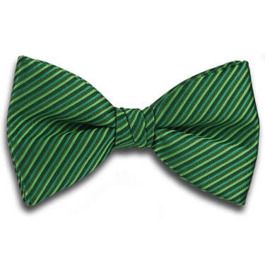 Plain Green Bow Tie with Diagonal Stripe